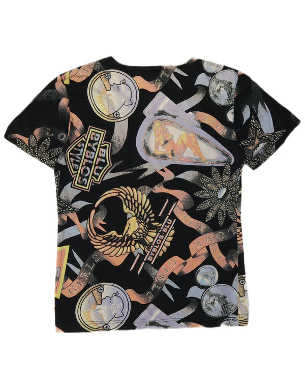 Byblos Womens Graphic T-Shirt Top UK 12 Medium Mehrfarbige Baumwolle