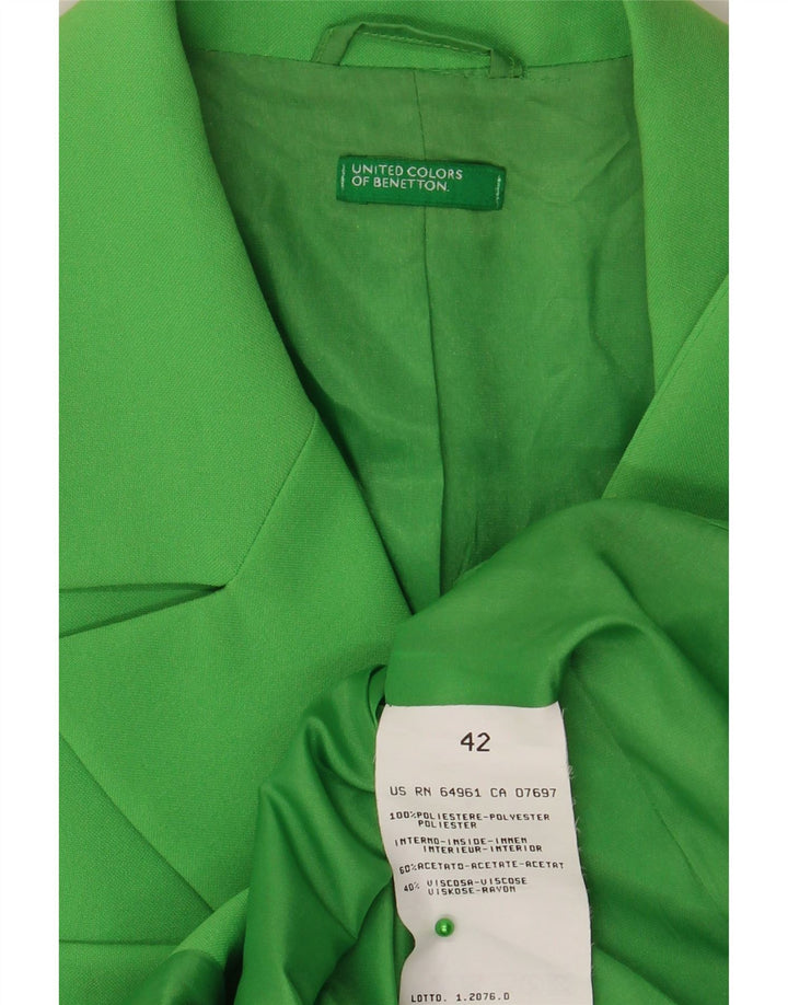 Benetton Womens 3 Button Blazer Jacket IT 42 Medium Green Polyester