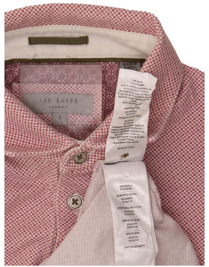 Ted Baker Mens Polo Shirt Size 2 Small Pink Spotted Cotton