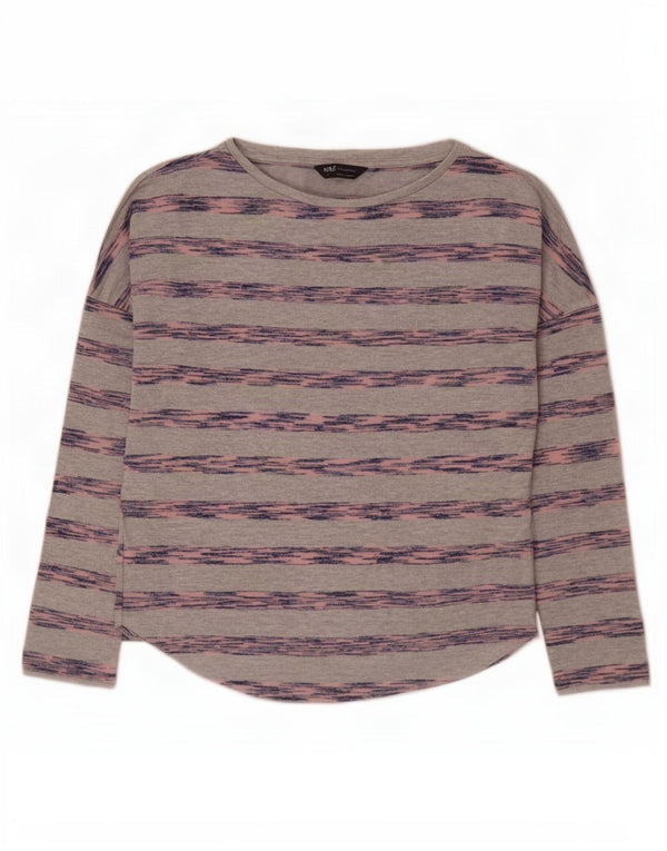 Marks & Spencer Top para mujer de manga larga UK 10 Small Viscosa a rayas grises