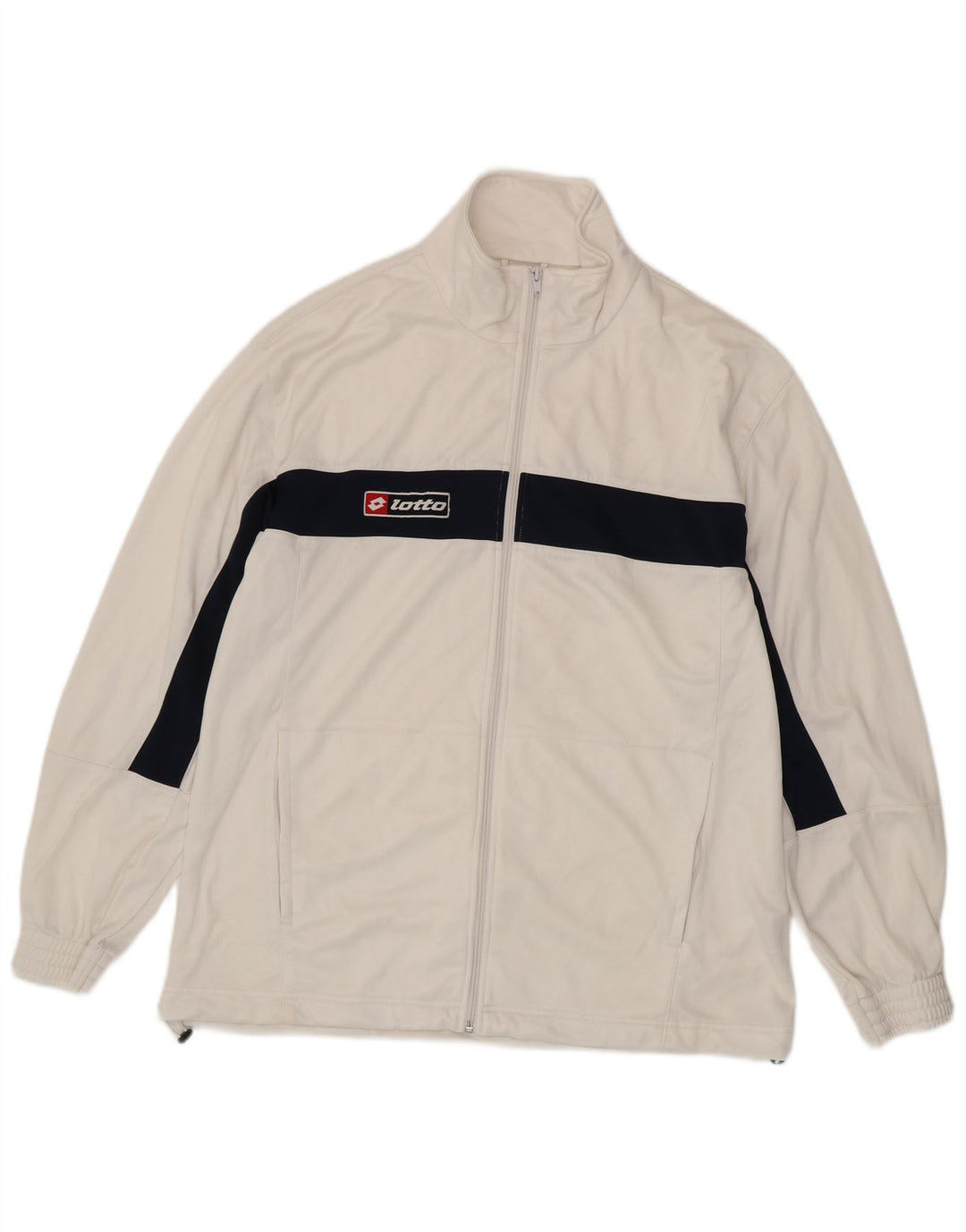 LOTTO Mens Tracksuit Top Jacket 2XL White Colourblock Polyester