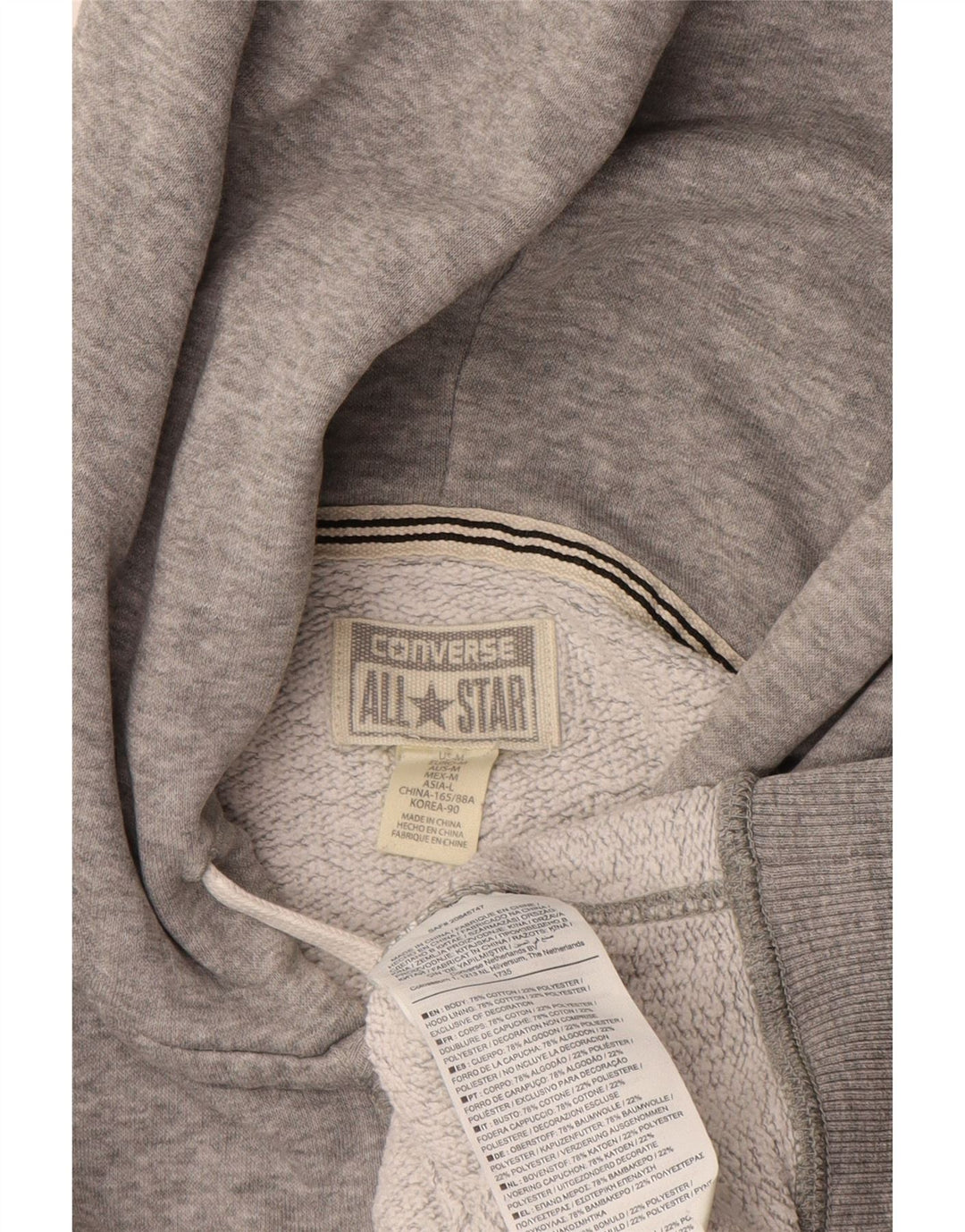 Converse Mens Zip Hoodie Sweater Medium Grey Flecked Cotton