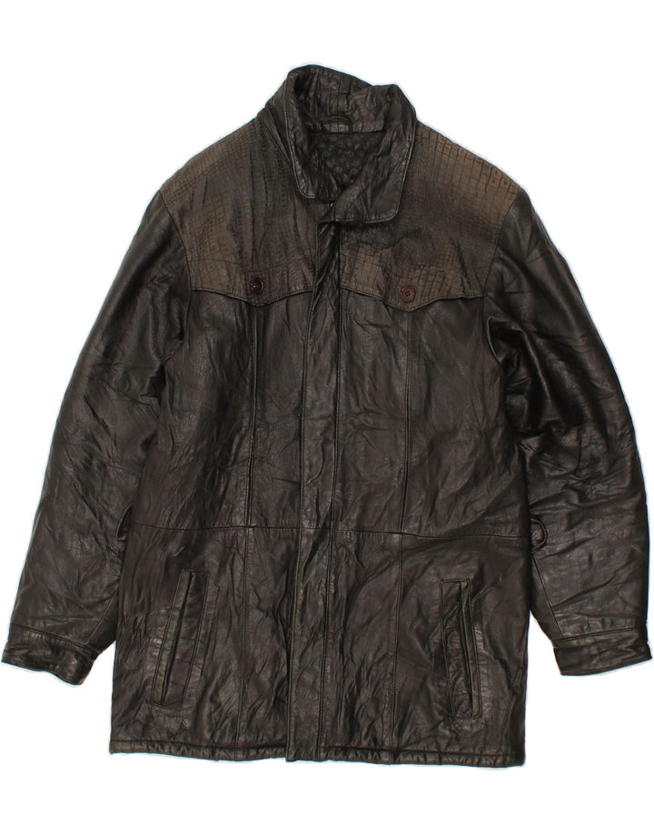 VINTAGE Mens Leather Jacket IT 46 Small Black Vintage Vintage and Second-Hand Vintage from Messina Hembry 