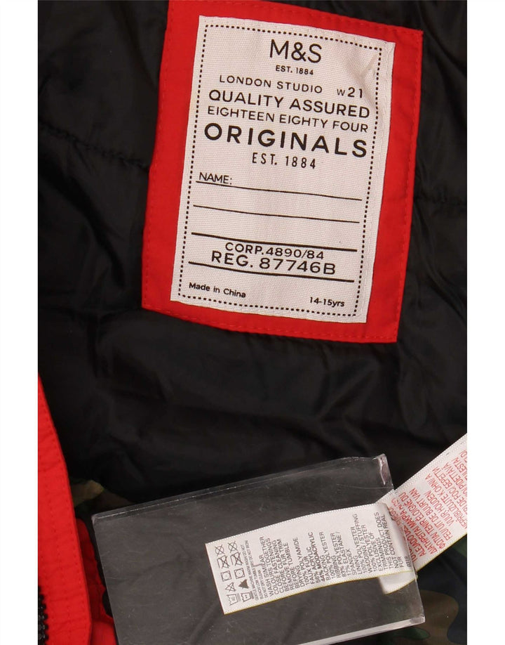 Marks & Spencer Boys Hooded Utility Jacket 14-15 Years Red Polyamide