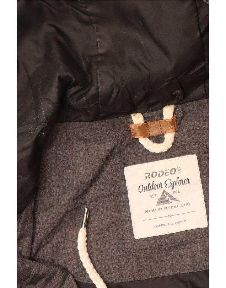 RODEO Womens Oversized Hooded Parka Jacket UK 42 XL Grey Nylon