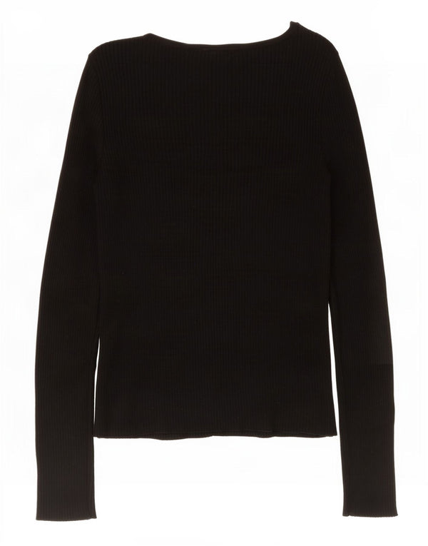 Marks & Spencer Womens Top Long Sleeve UK 8 Small Black Viscose