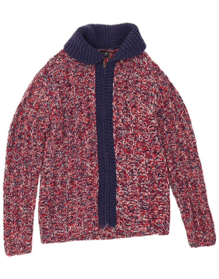 Vintage Mens Cardigan Sweater Small Red Flecked Wool