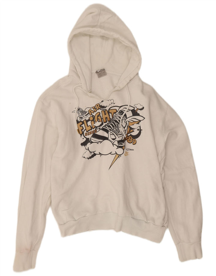 Nike Mens Graphic Hoodie Jumper Medium White Cotton