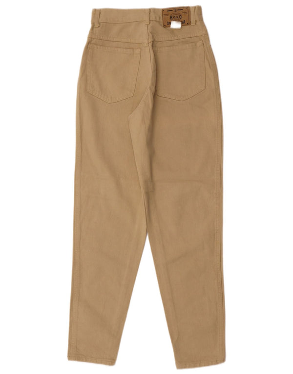 Vintage Damen High Waist Tapered Jeans IT 36 XS W24 L30 Beige Baumwolle