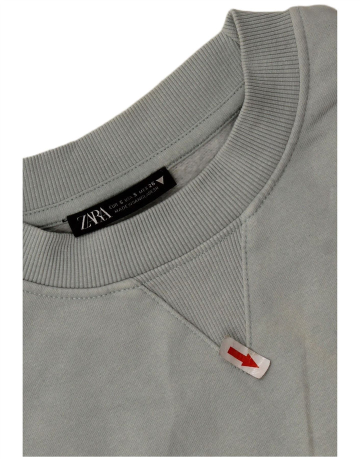 Zara Womens Oversized Sweatshirt Jumper UK 10 Small Grey Cotton