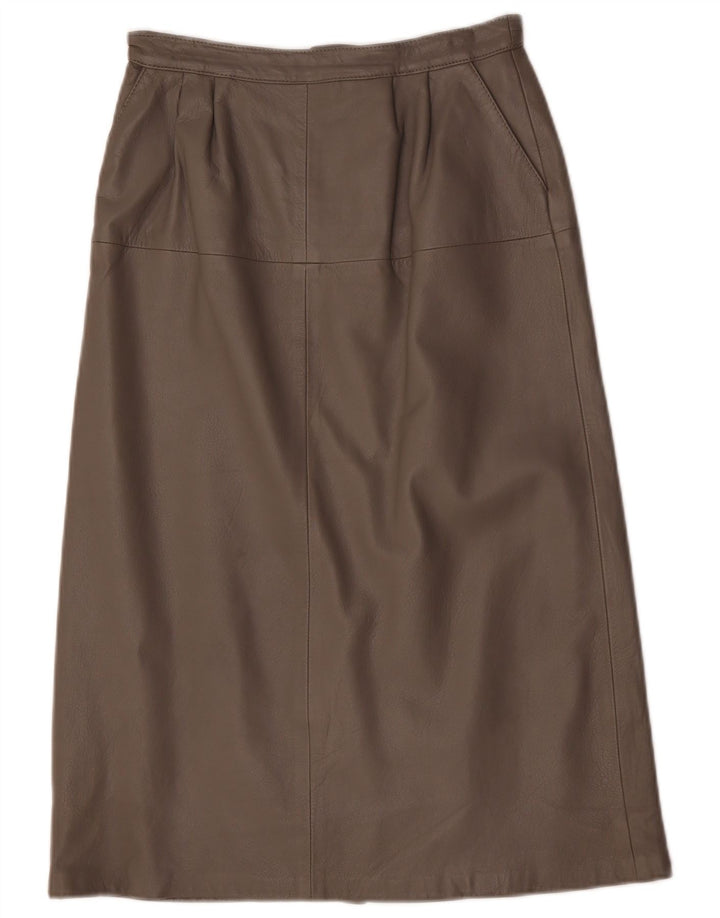 Vintage Womens Midi Leather Skirt EU 40 Medium W28 Brown
