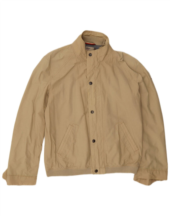 TOMMY HILFIGER Mens Bomber Jacket UK 40 Large Beige Cotton