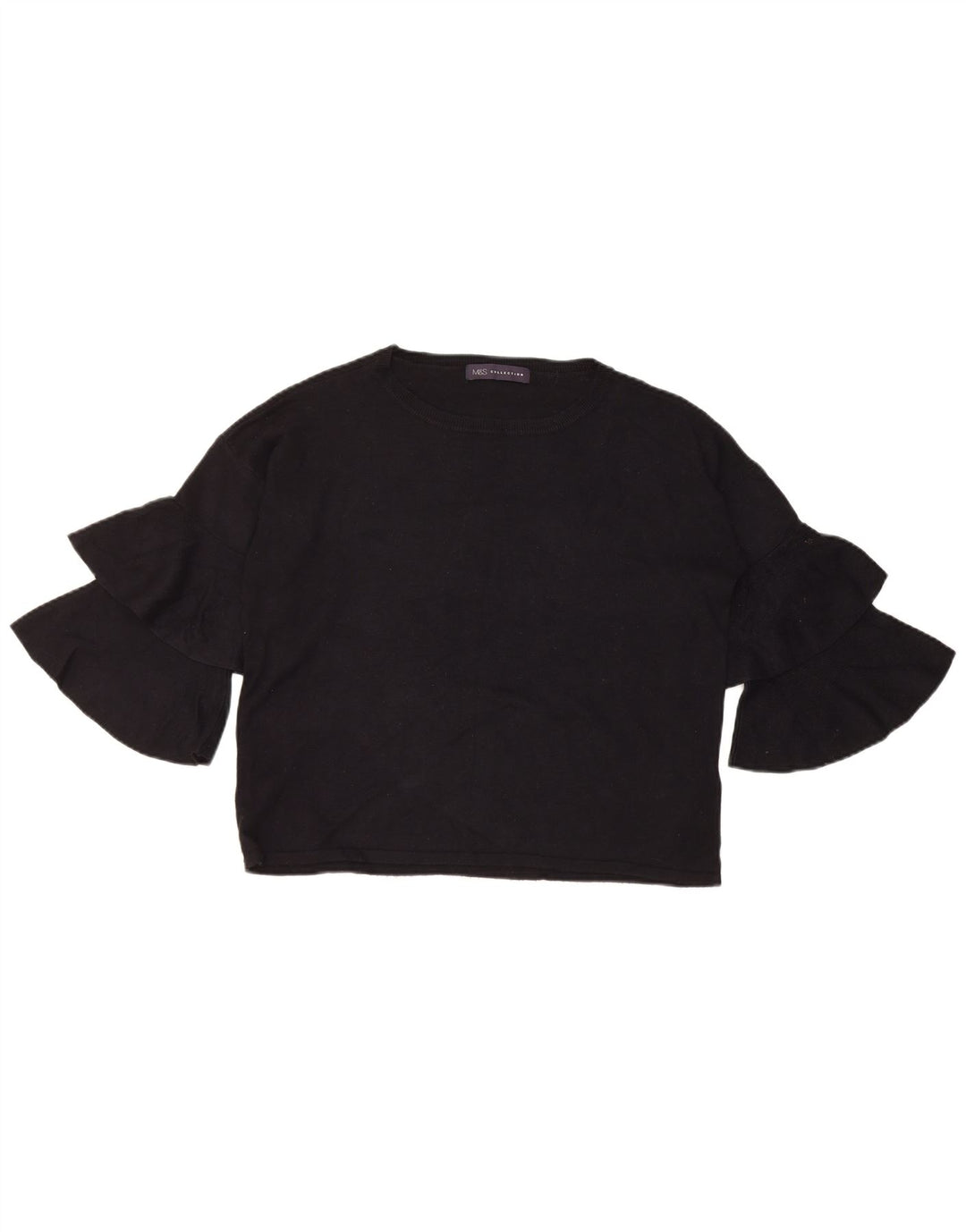 Marks & Spencer Womens Oversized Top 3/4 Sleeve UK 8 Small  Black Viscose