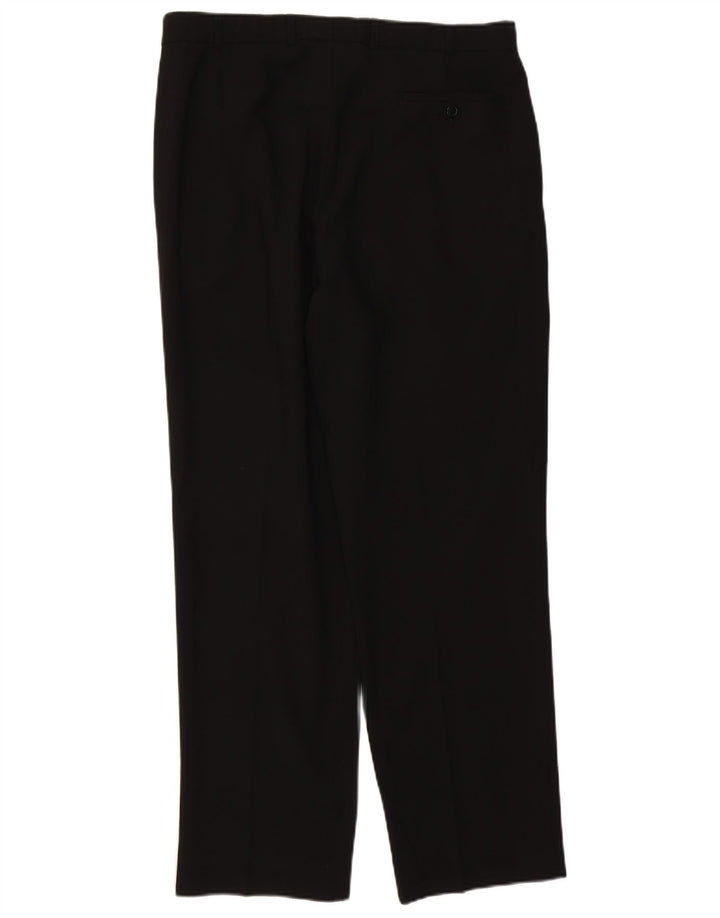 Pantaloni da abito con pegging da uomo Marks & Spencer W36 L31 poliestere nero