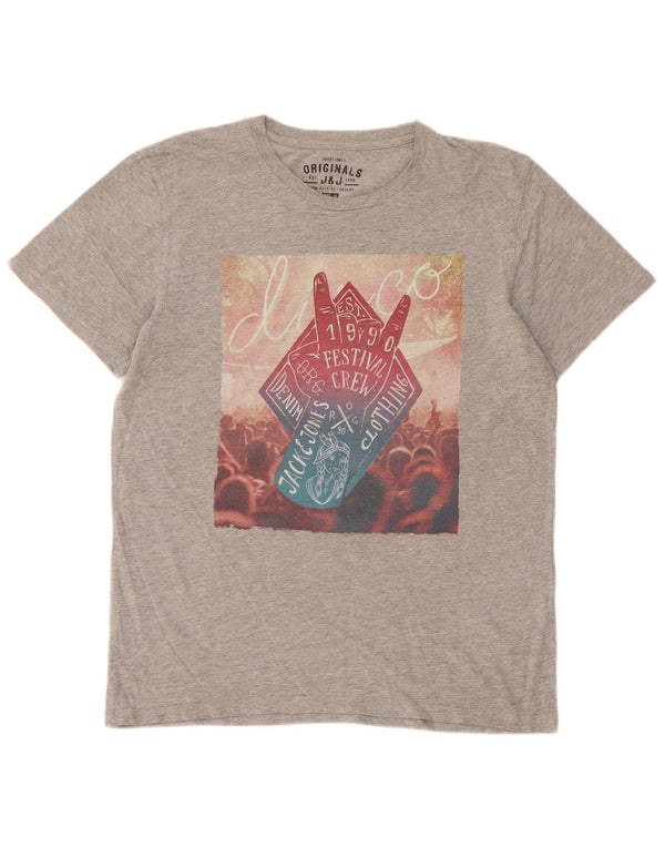 Ανδρικό γραφικό μπλουζάκι Jack & Jones Top Medium Grey