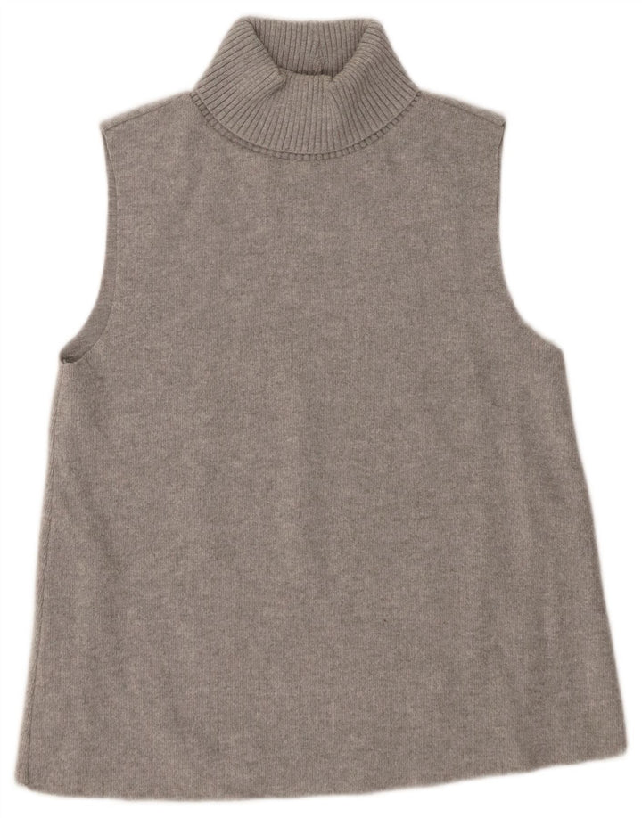 Zara Womens Roll Neck Vest Tank Top UK 12 Medium Grey