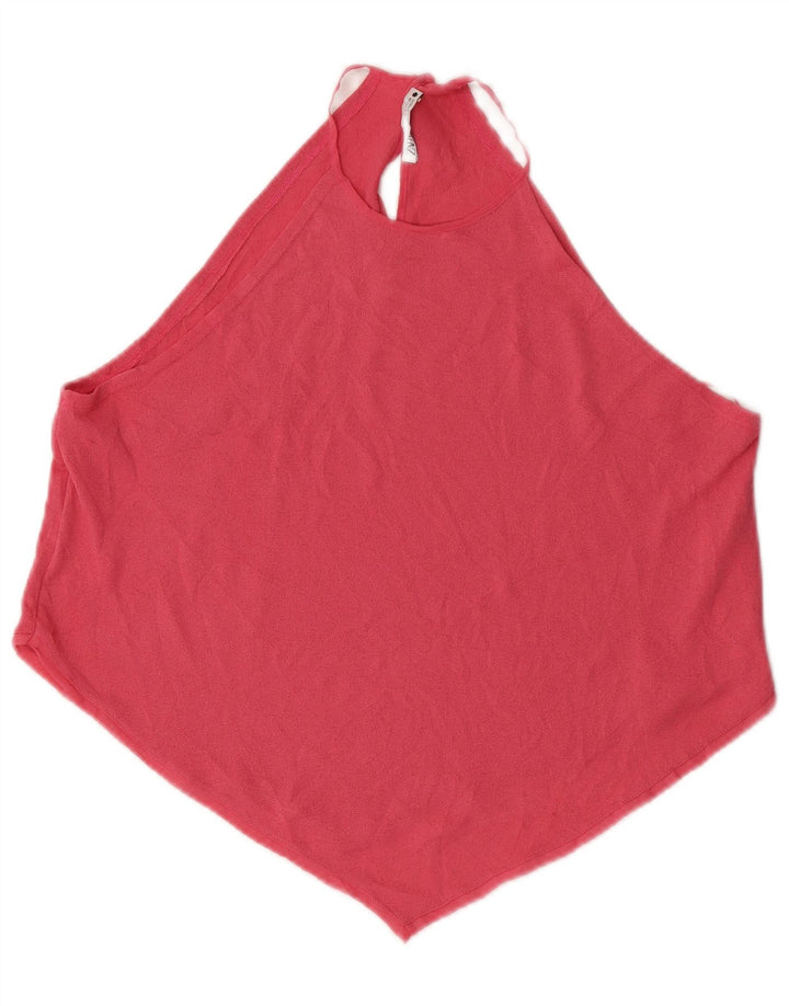 Zara Womens Crop Halter Top UK 14 Medium Pink Polyester