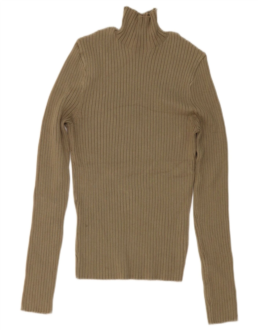 Zara Womens Top Long Sleeve UK 12 Medium Khaki Viscose