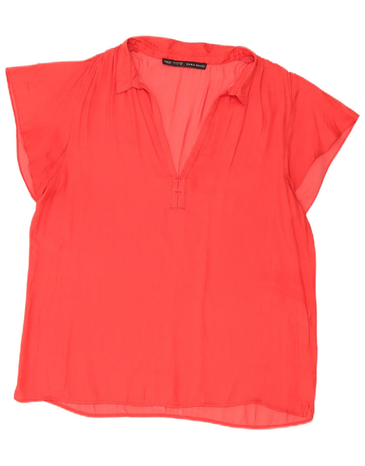 Zara Chemisier Femme Top UK 16 Large Rouge