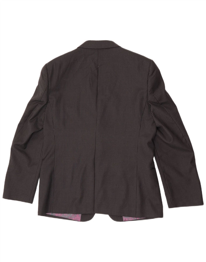 Ted Baker Mens 2 Button Blazer Jacket UK 42 XL Black Pinstripe Wool