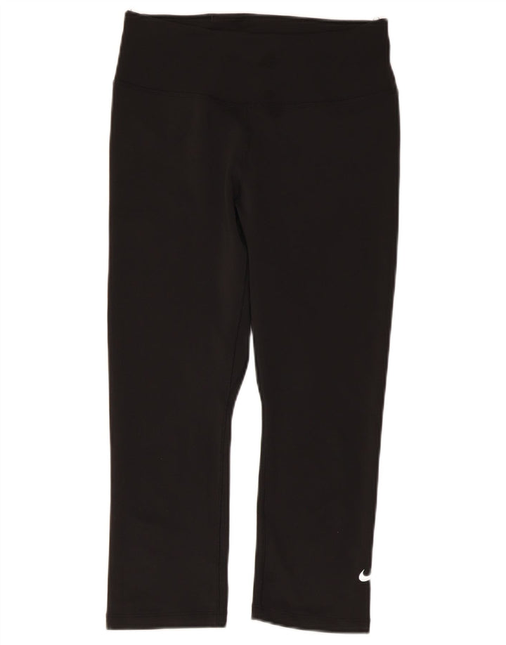 Nike Womens Dri Fit Capri Leggings UK 10 Small Black Polyester