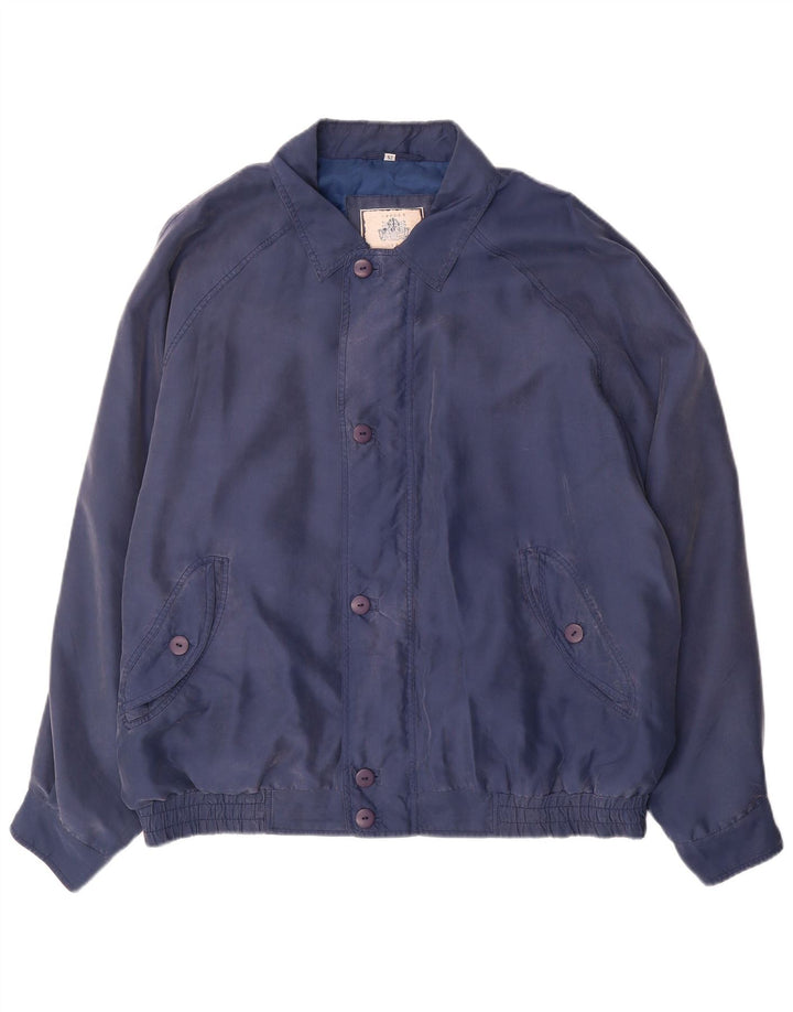 Spirit Mens Bomber Jacket IT 52 XL Navy Blue Silk