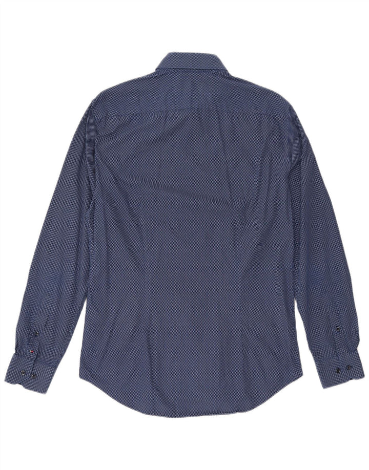 TOMMY HILFIGER skjorte med abstrakt mønster til mænd Størrelse 15 1/2 39 Medium Navyblå