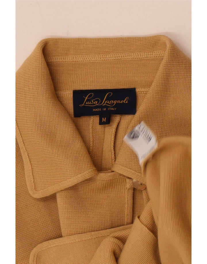 Luisa Spagnoli Womens Cardigan Sweater UK 14 Medium Beige Wool