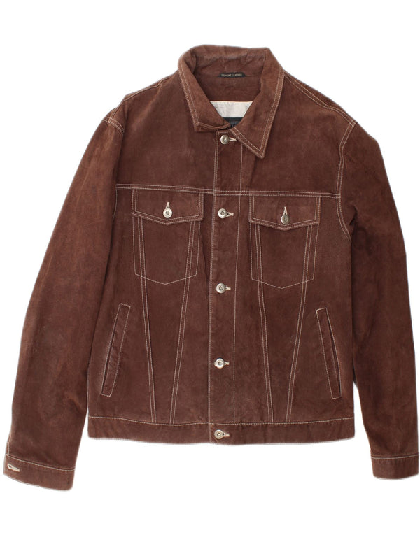 Metropolitan Mens Bomber Suede Jacket IT 48 Medium Brown Δερμάτινο