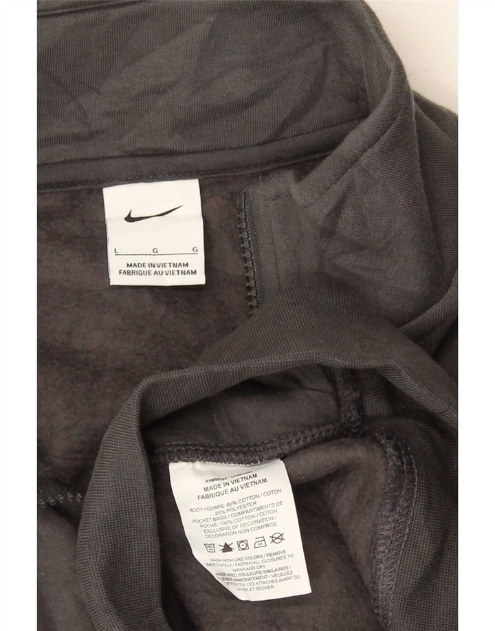 Nike Mens Zip Neck Sweatshirt Jumper Large Grey Cotton