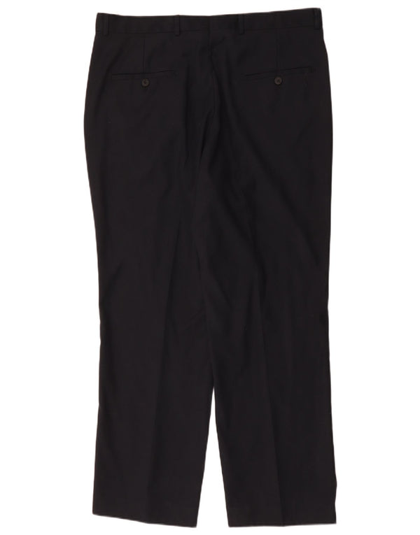 Giorgio Armani Mens Straight Suit Calças W37 L29 Lã Azul Marinho