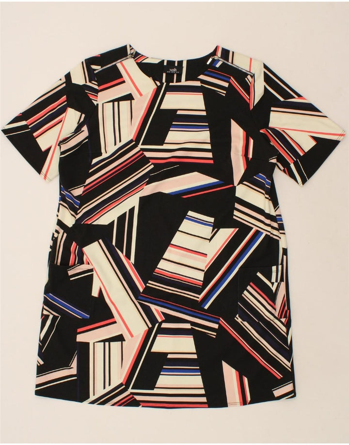 WALLIS Womens Shift Dress UK 20 2XL Black Geometric Polyester Vintage Wallis and Second-Hand Wallis from Messina Hembry 