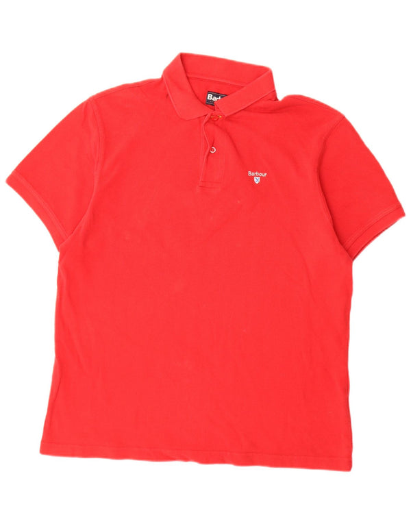 Barbour Mens Polo Shirt Large Red Cotton