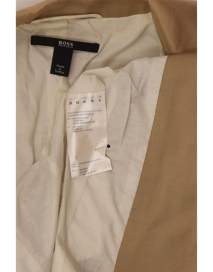 Hugo Boss Damen-Blazer mit 3 Knöpfen, Gr. 10, Größe S, beige, Baumwolle, klassisch