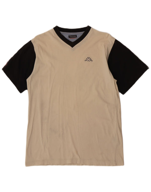 Kappa Mens T-Shirt Top Small Beige Colourblock Cotton
