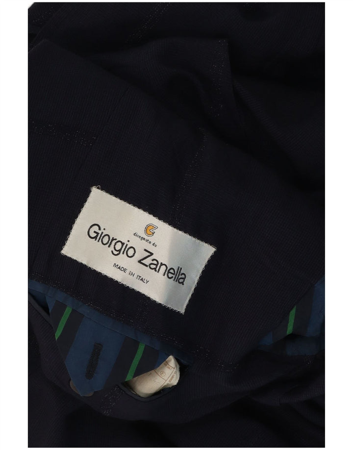 Giorgio Zanella Mens 1 Button Blazer Jacket IT 46 Small Navy Blue Check