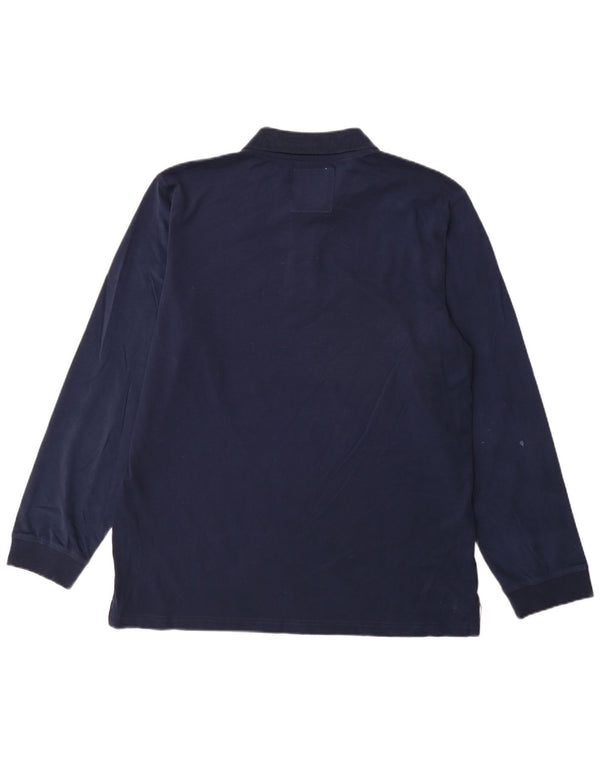 Crew Clothing Polo da uomo a maniche lunghe XL in cotone blu navy