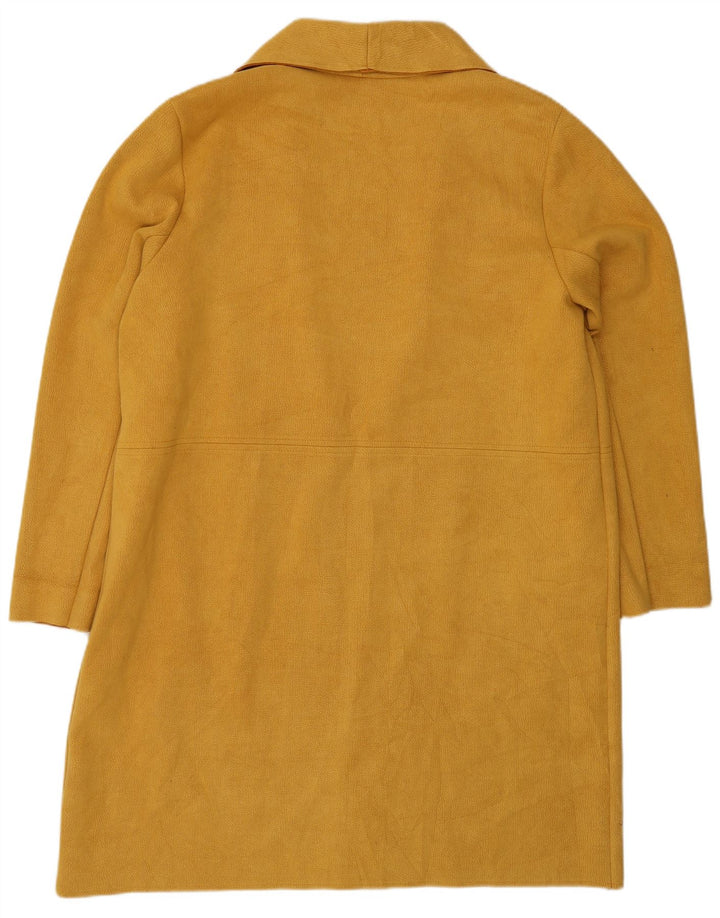 Zara Womens Oversized Open Overcoat UK 14 Medium Yellow Polyester