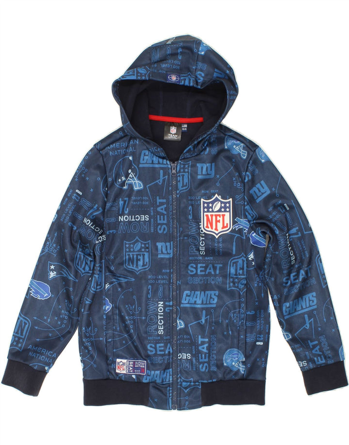 NFL Boys Graphic Zip Hoodie Sweater 11-12 Years Blue Polyester Vintage NFL and Second-Hand NFL from Messina Hembry 
