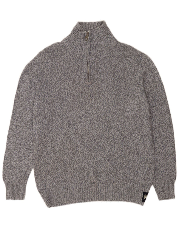 Superdry Sweater med lynlås til mænd XL Blå Flecked Bomuld