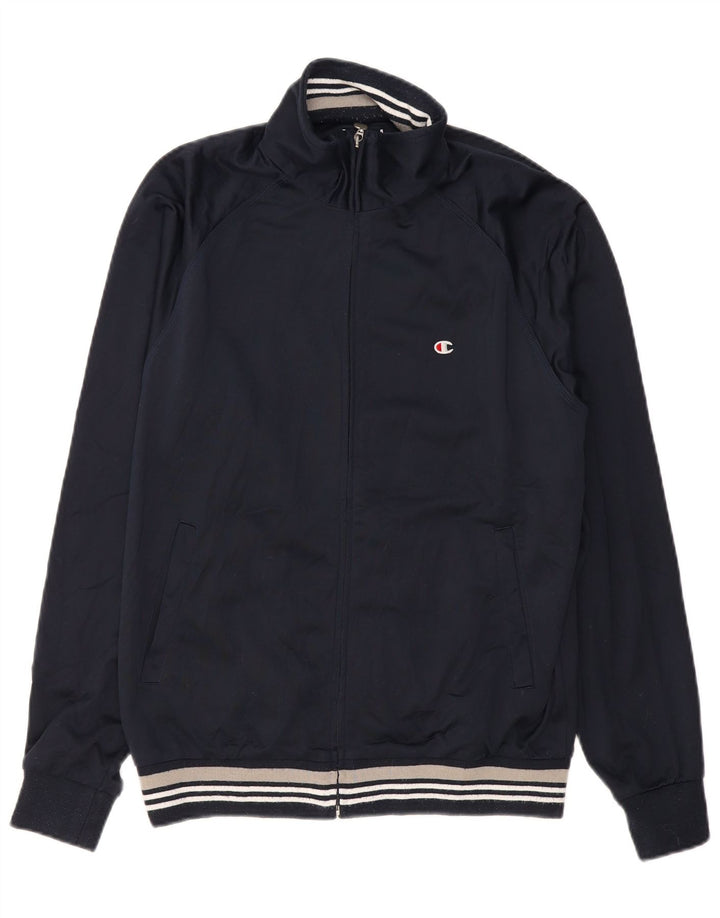 Champion Mens Tracksuit Top Jacket Large Navy Blue Polyester