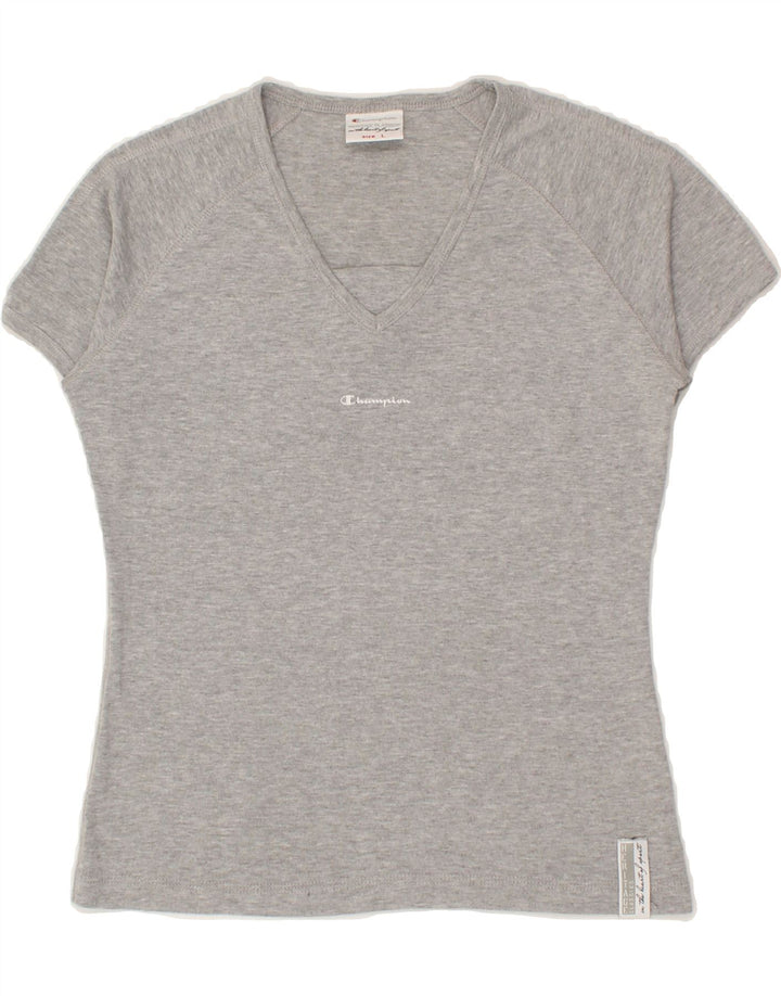 CHAMPION Womens T-Shirt Top UK 14 Large Grey Vintage Champion and Second-Hand Champion from Messina Hembry 