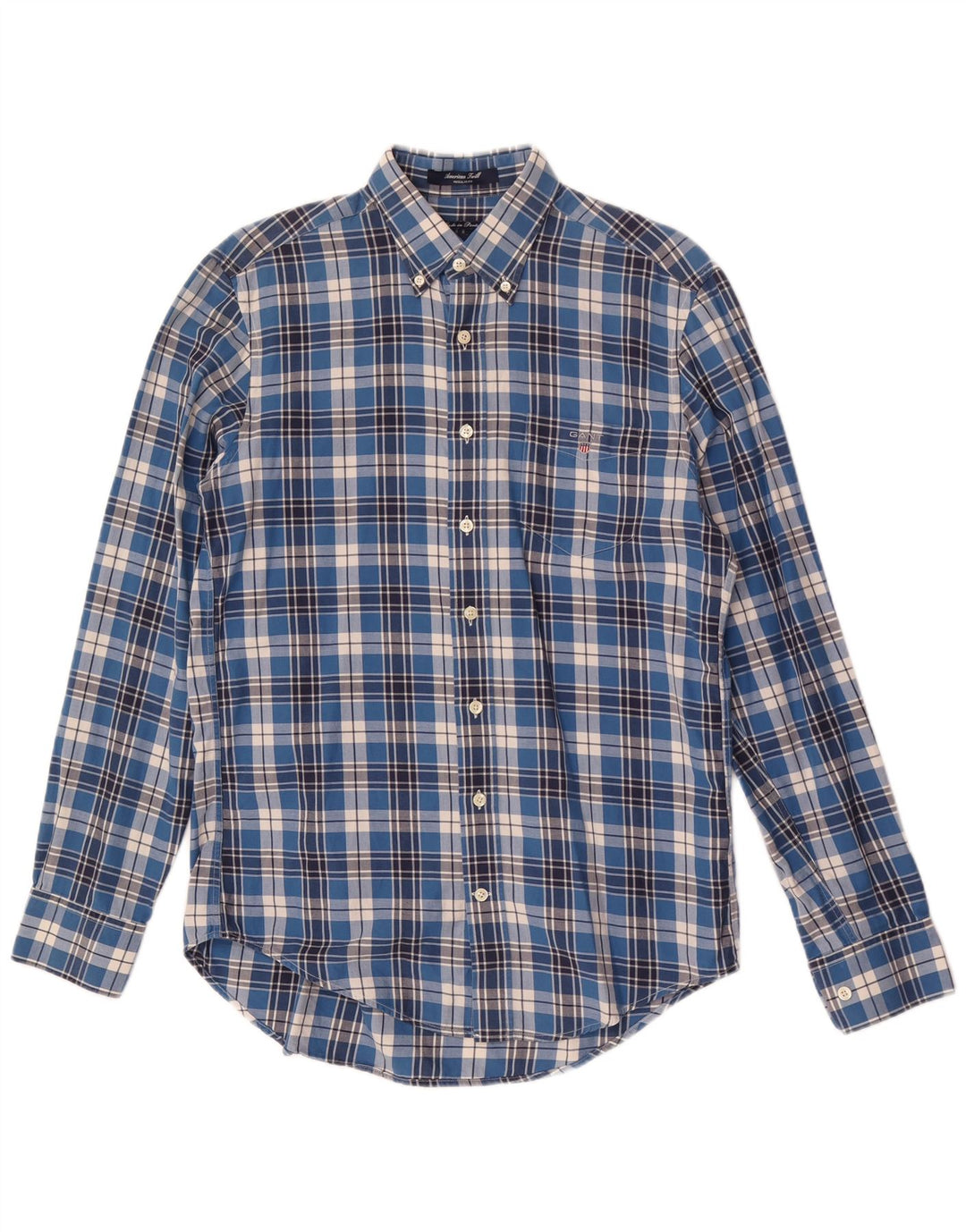 Gant Chemise Regular Fit Homme Bleu Moyen Carreaux Coton