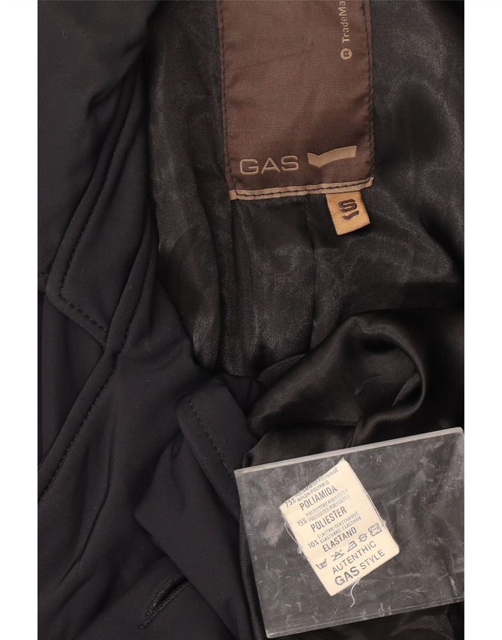 GAS Womens Double Breasted Trench Coat UK 10 Small Black Polyamide