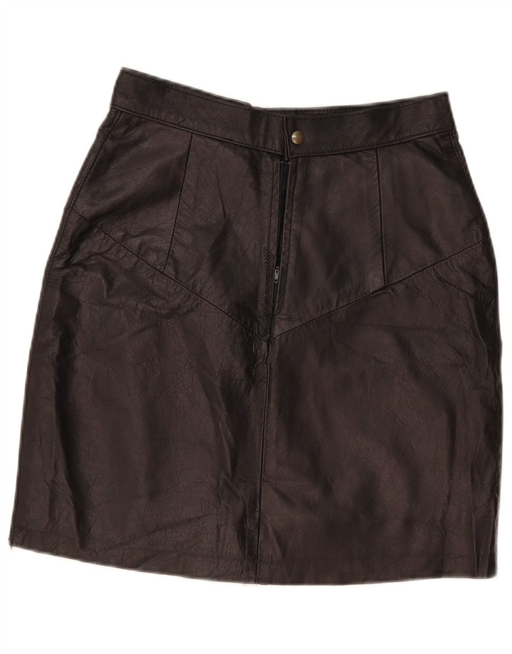 Gonna in pelle vintage da donna W28 media nera