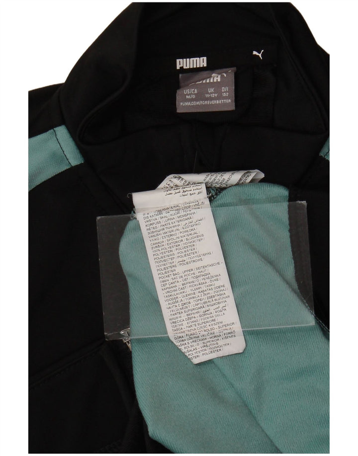 Puma Boys Tracksuit Top Jacket 11-12 Years Medium Black Colourblock