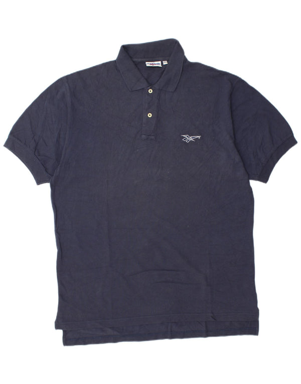 Reebok Mens Polo Shirt Large Navy Blue Cotton