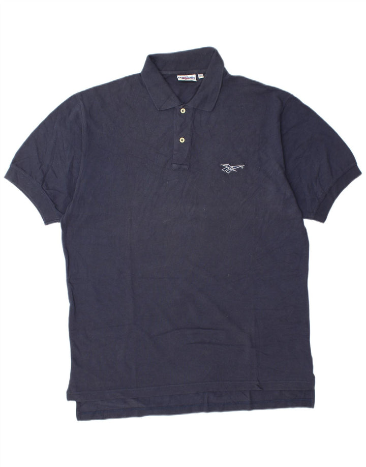 Reebok Mens Polo Shirt Large Navy Blue Cotton