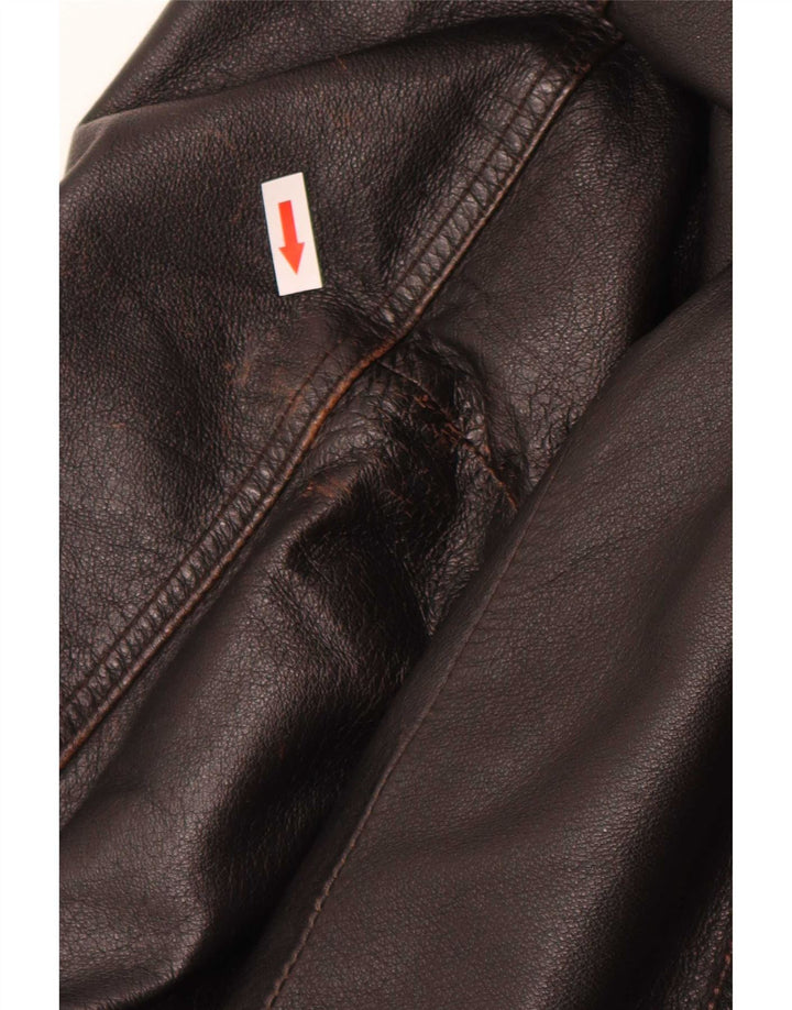 Veste Bomber En Cuir Homme Vintage IT 52 XL Marron Rétro