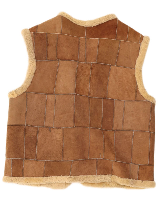 Gilet vintage da uomo in shearling UK 42 XL Marrone